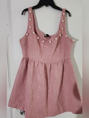 Forever 21 Girls Dusty Pink Pearl-Trim Sleeveless Dress
